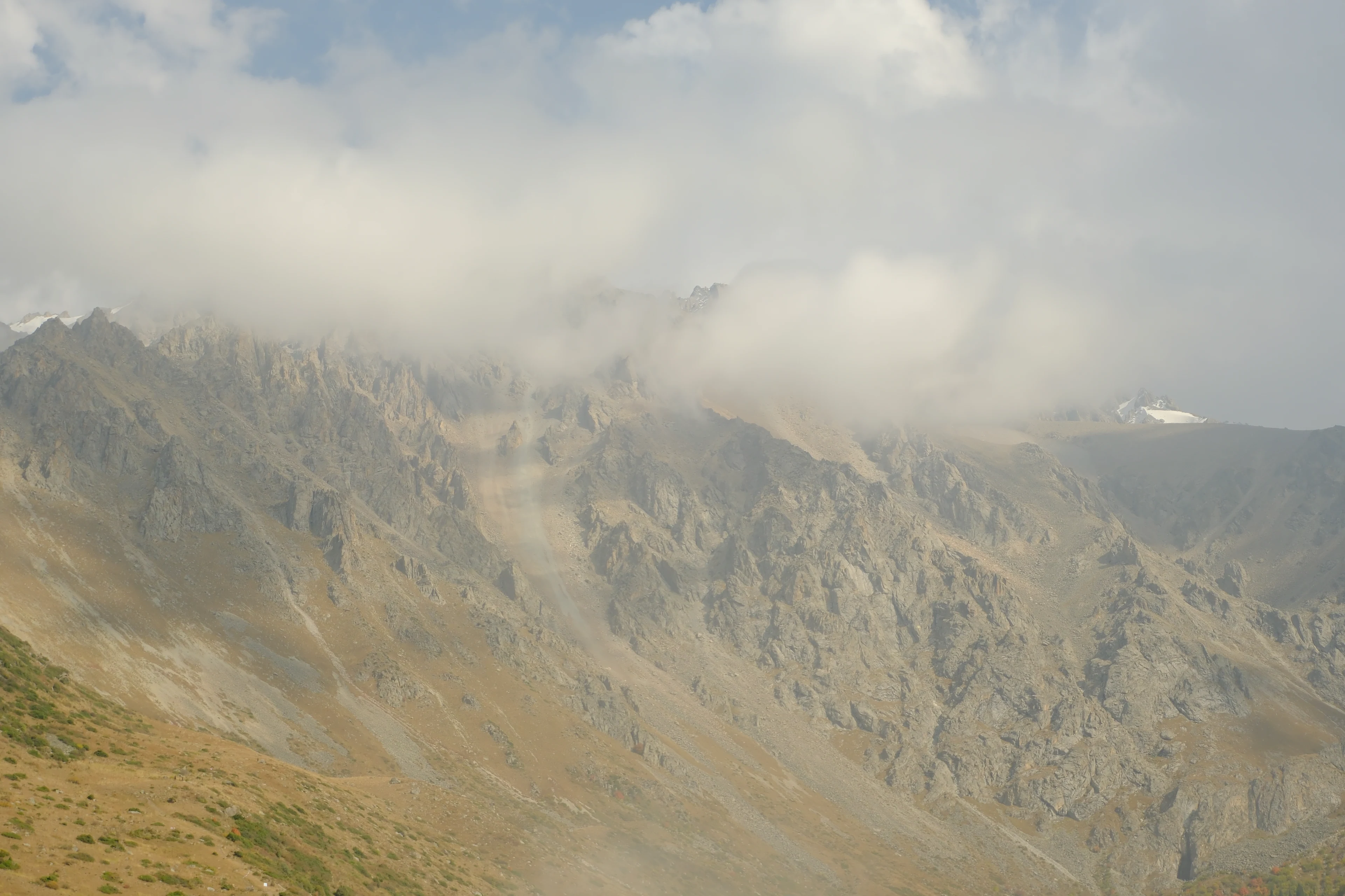 Clouds drifting over the rocky peaks of Ala-Archa.