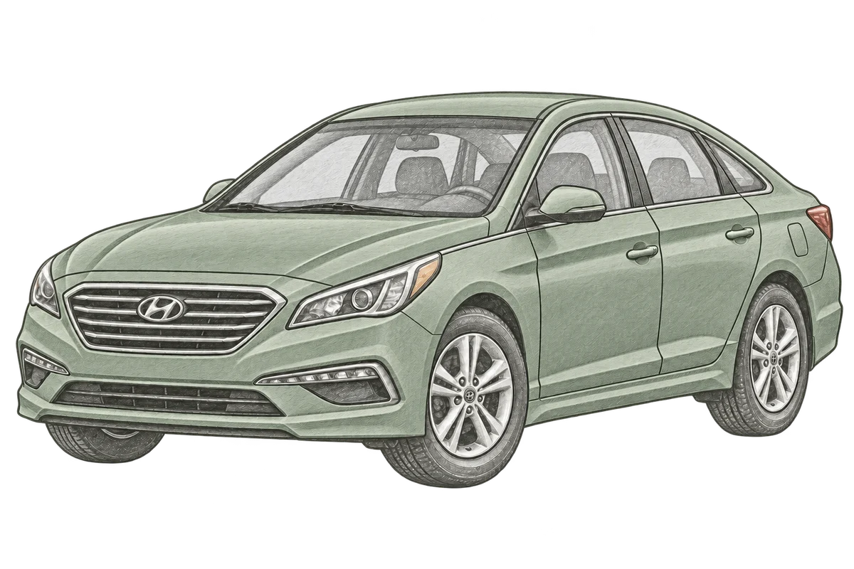 Illustrative pencil sketch of Hyundai Sonata