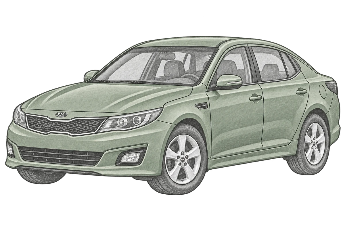 Illustrative pencil sketch of Kia Optima