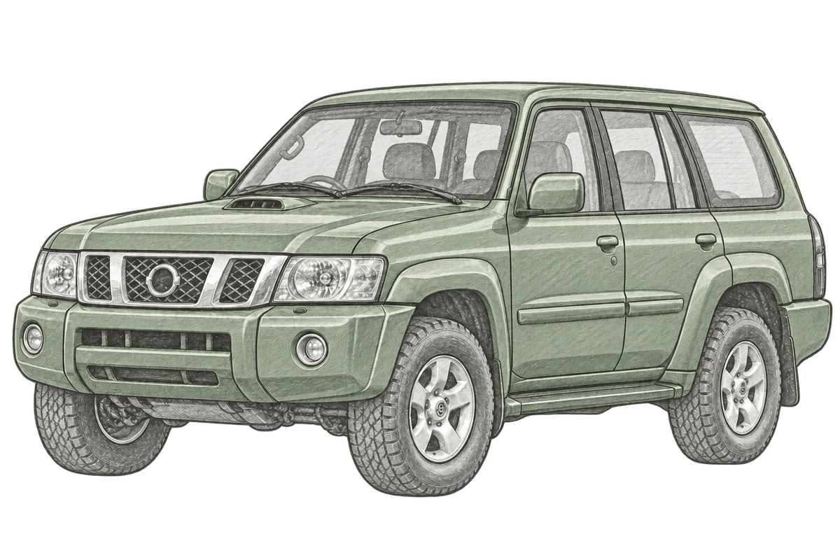 Illustrative pencil sketch of Nissan Patrol