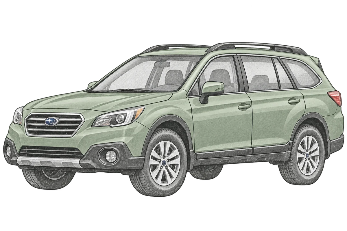 Illustrative pencil sketch of Subaru Outback