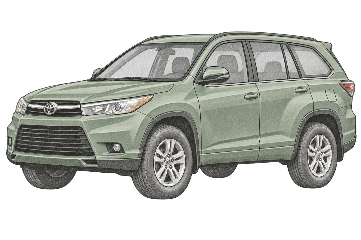 Illustrative pencil sketch of Toyota Highlander