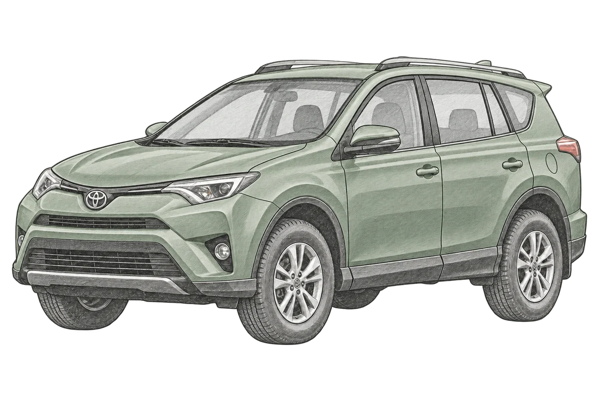 Illustrative pencil sketch of Toyota RAV4