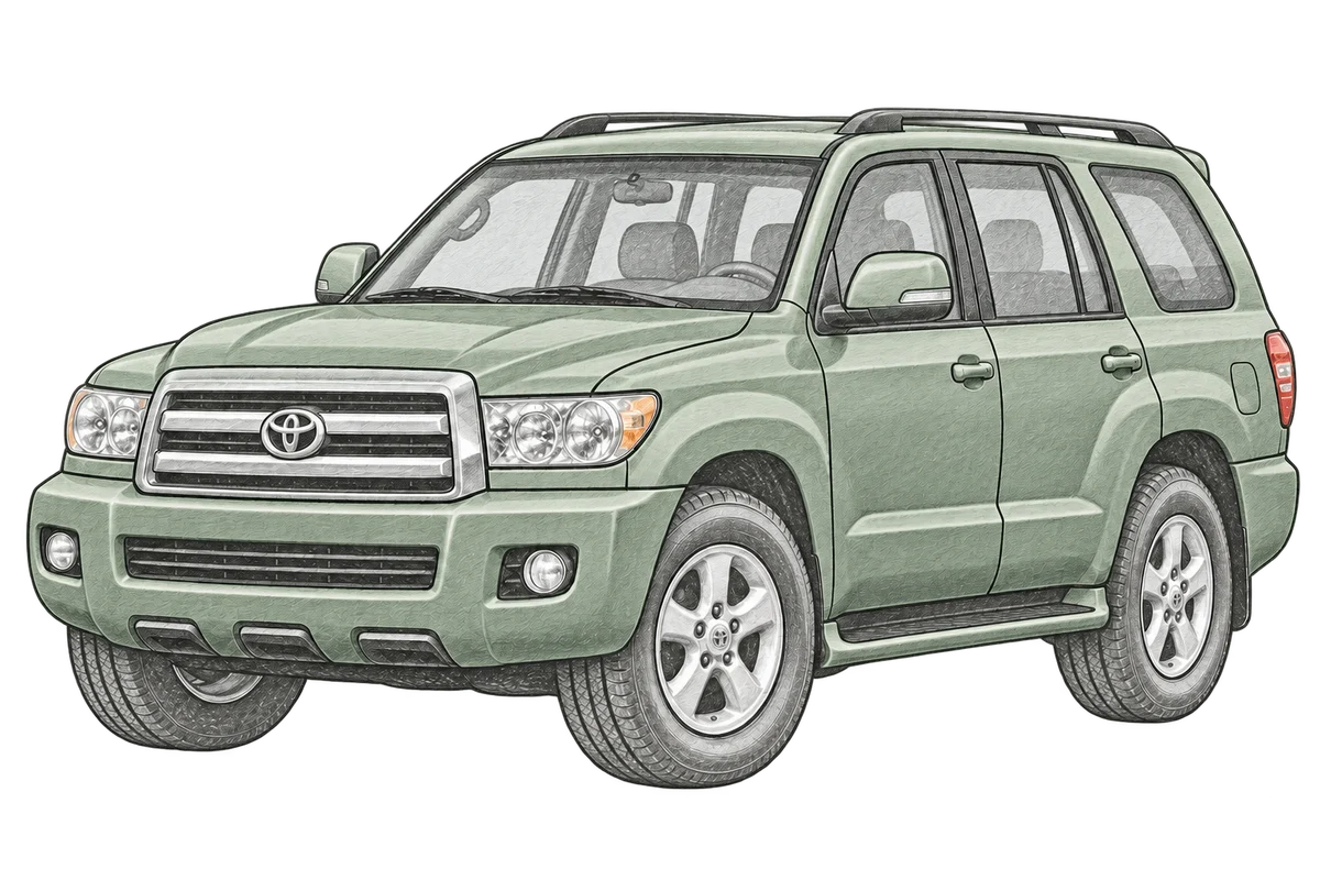 Illustrative pencil sketch of Toyota Sequoia